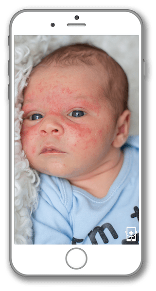 Baby on mobile phone screen